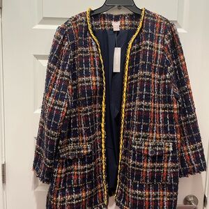 Chico's Multicolor Tweed Blazer with Yellow Accents